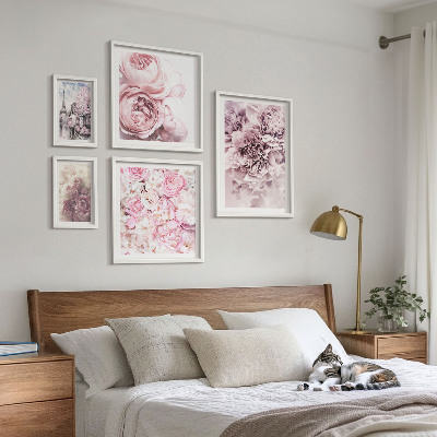 Set di 5 quadri Composizioni floreali vintage