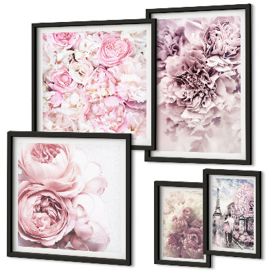 Set di 5 quadri Composizioni floreali vintage