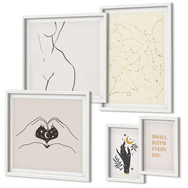 Set di quadri incorniciati con motivi spaziali minimalisti