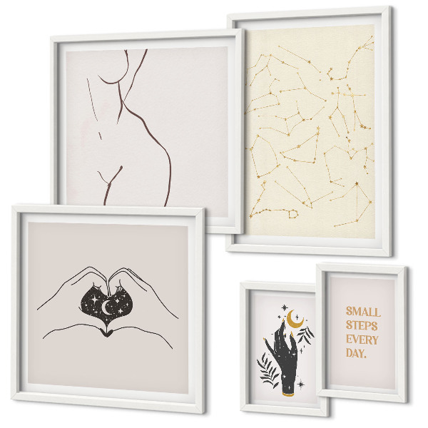 Set di quadri incorniciati Motivi spaziali minimalisti