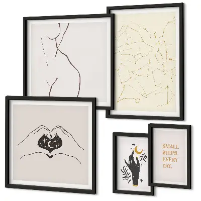 Set di quadri incorniciati con motivi spaziali minimalisti