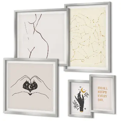 Set di quadri incorniciati con motivi spaziali minimalisti