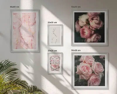 Set di 5 quadri con fiori rosa in stile boho