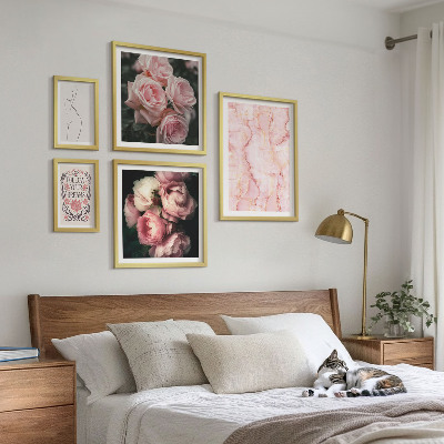 Set di 5 quadri Fiori rosa in stile boho