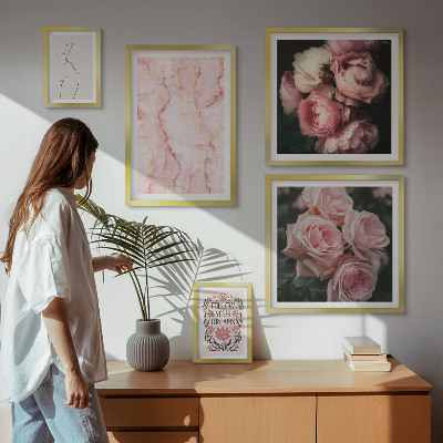 Set di 5 quadri Fiori rosa in stile boho
