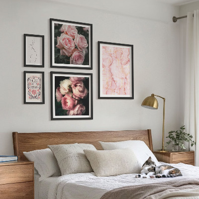 Set di 5 quadri Fiori rosa in stile boho