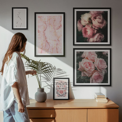Set di 5 quadri Fiori rosa in stile boho