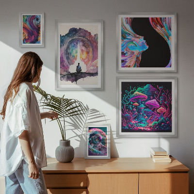 Set di quadri incorniciati Ispirazioni cosmiche surrealismo