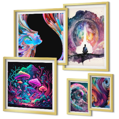 Set di quadri incorniciati Ispirazioni cosmiche surrealismo