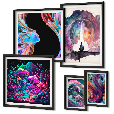Set di quadri incorniciati Ispirazioni cosmiche surrealismo