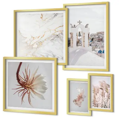 Polittico con cornice viste eleganti di architettura e natura