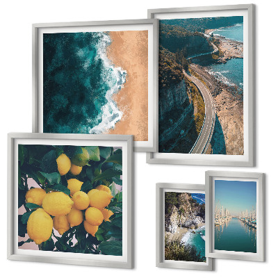 Set di 5 quadri Paesaggi marini agrumi