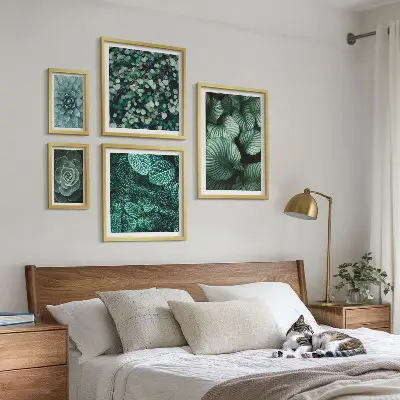 Set di quadri incorniciati con foglie di piante succulente e motivi naturali