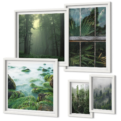 Set di 5 quadri Paesaggi verdi, foreste, vegetazione