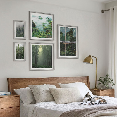 Set di 5 quadri Paesaggi verdi, foreste, vegetazione