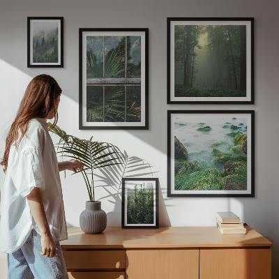 Set di 5 quadri Paesaggi verdi, foreste, vegetazione