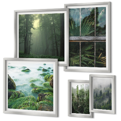Set di 5 quadri Paesaggi verdi, foreste, vegetazione
