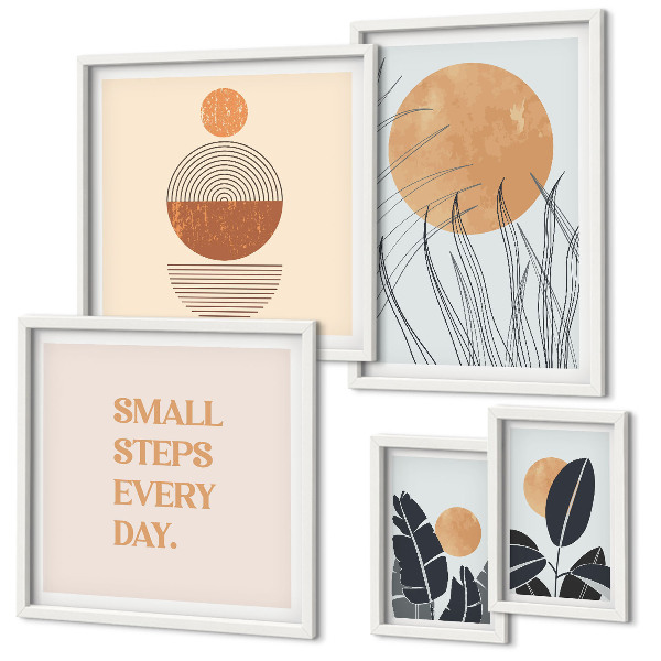Set di quadri incorniciati Slogan grafici eleganti con piante