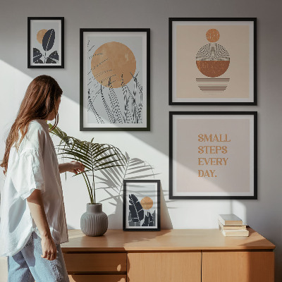 Set di quadri incorniciati Slogan grafici eleganti con piante