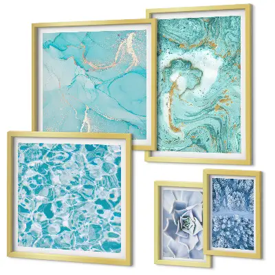 Polittico con cornice con eleganti dettagli blu turchese