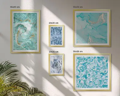 Polittico con cornice con eleganti dettagli blu turchese