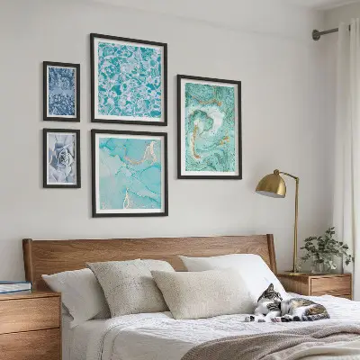 Polittico con cornice con eleganti dettagli blu turchese