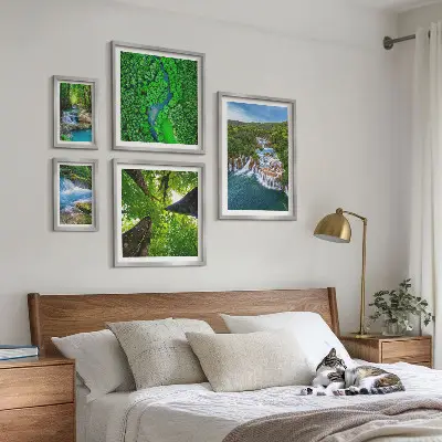 Cascate, paesaggi verdi quadro polittico con cornice