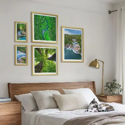 Cascate, paesaggi verdi quadro polittico con cornice