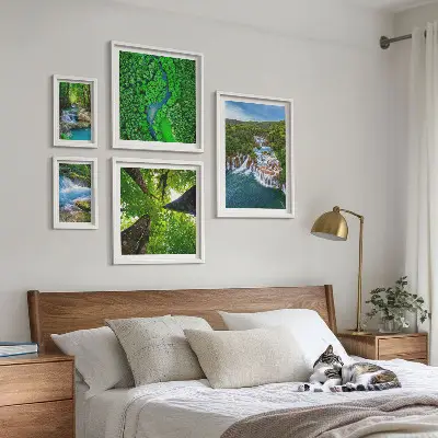 Cascate, paesaggi verdi quadro polittico con cornice