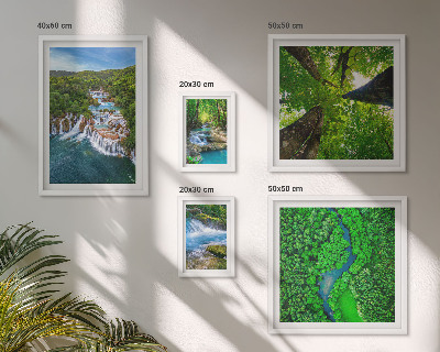 Polittico con cornice Cascate, paesaggi verdi