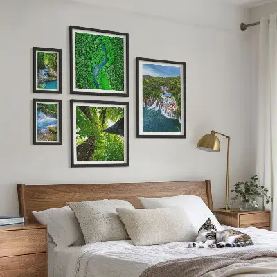 Cascate, paesaggi verdi quadro polittico con cornice