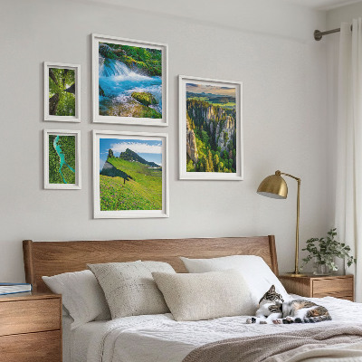 Set di 5 quadri Paesaggi montagne fiumi foreste