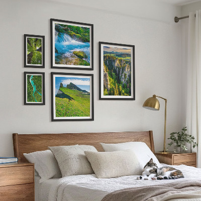 Set di 5 quadri Paesaggi montagne fiumi foreste
