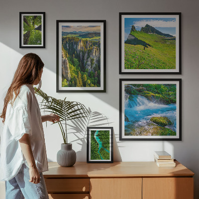 Set di 5 quadri Paesaggi montagne fiumi foreste