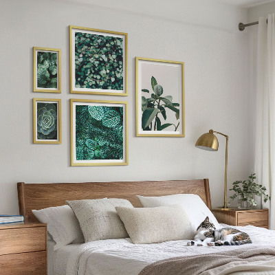 Polittico con cornice Motivi vegetali, foglie verdi