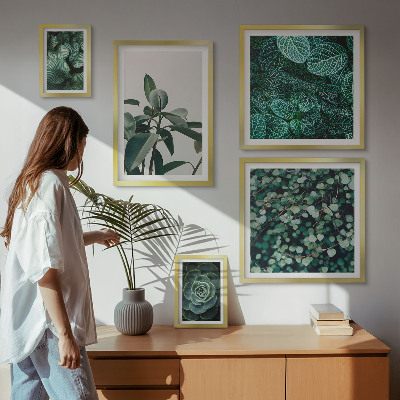 Polittico con cornice Motivi vegetali, foglie verdi