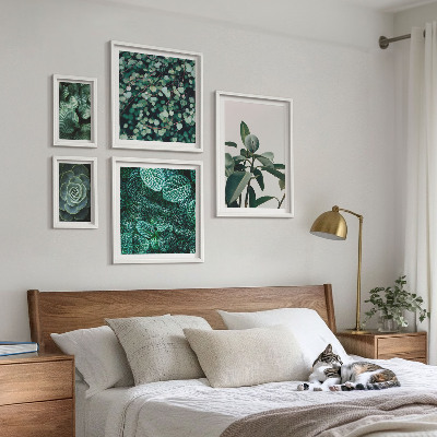 Polittico con cornice Motivi vegetali, foglie verdi