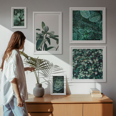 Polittico con cornice Motivi vegetali, foglie verdi