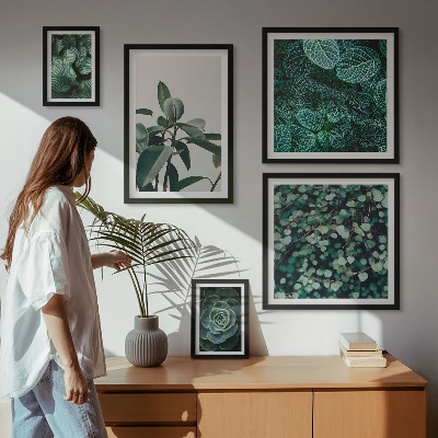 Polittico con cornice Motivi vegetali, foglie verdi