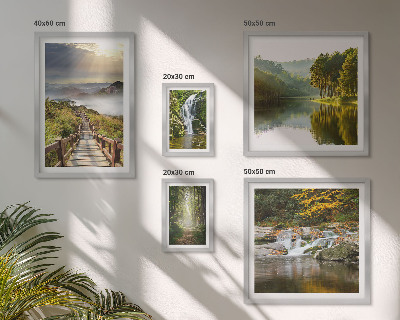 Set di 5 quadri Paesaggi naturali, cascate, sentieri forestali