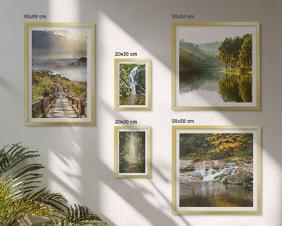 Set di 5 quadri Paesaggi naturali, cascate, sentieri forestali