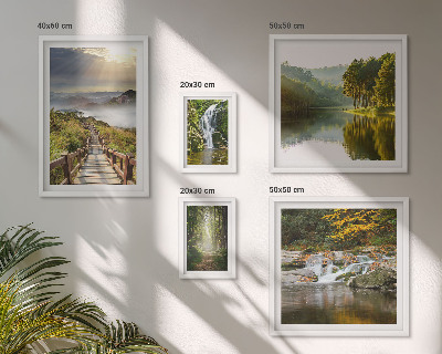 Set di 5 quadri Paesaggi naturali, cascate, sentieri forestali