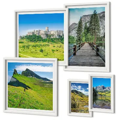 Set di quadri incorniciati con paesaggi montani e cascate