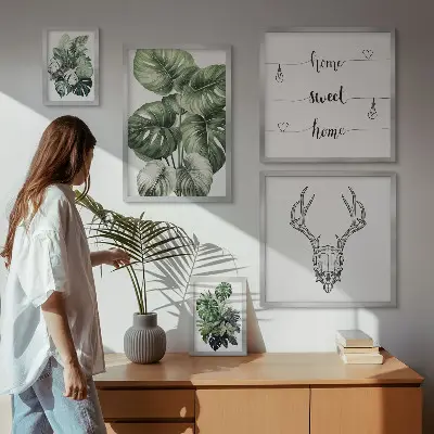 Set di 5 quadri con motivi vegetali e natura