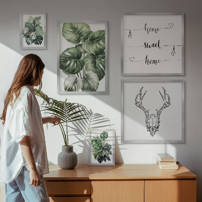 Set di 5 quadri Motivi vegetali con la natura in casa