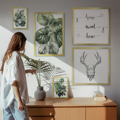 Set di 5 quadri Motivi vegetali con la natura in casa