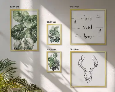 Set di 5 quadri con motivi vegetali e natura