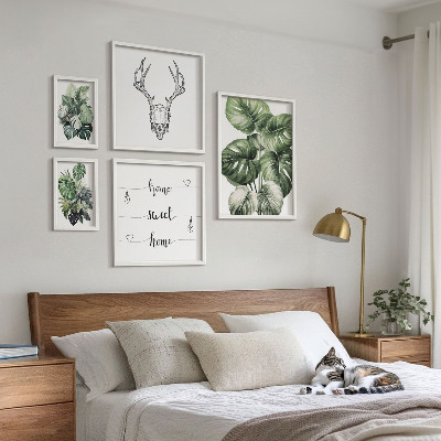 Set di 5 quadri Motivi vegetali con la natura in casa