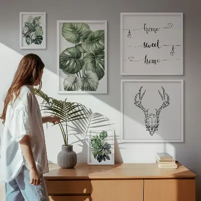 Set di 5 quadri con motivi vegetali e natura