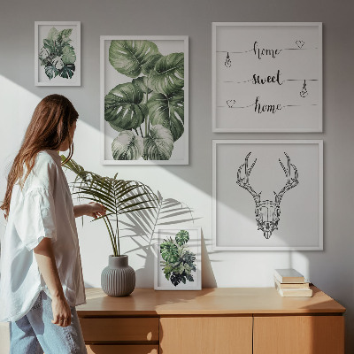 Set di 5 quadri Motivi vegetali con la natura in casa